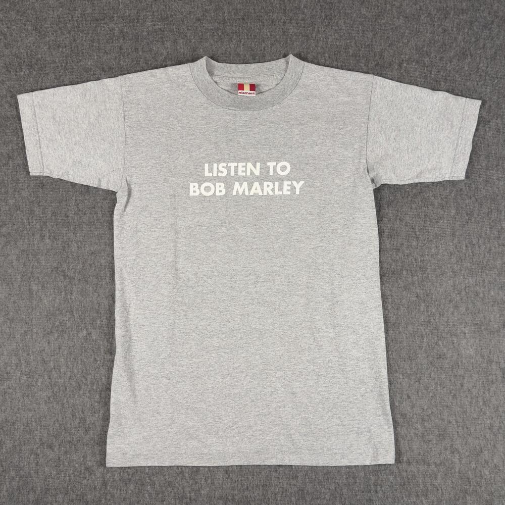 Vintage Element Listen To Bob Marley Shirt Mens Small Gray Skateboard Music Tee